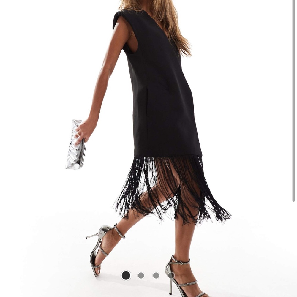 Fringe black tuxedo dress